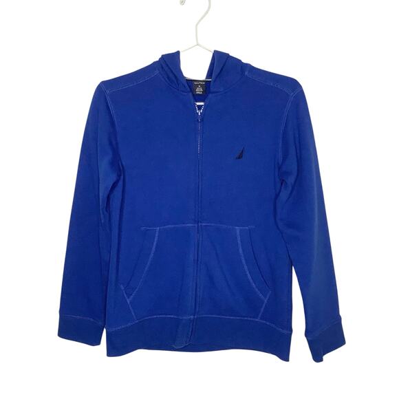 Nautica Other - Nautica Blue Zip Front Hooded Sweatshirt Medium 10/12